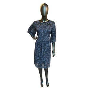 Navy Lace Cocktail Mid-Length Dress - NWT